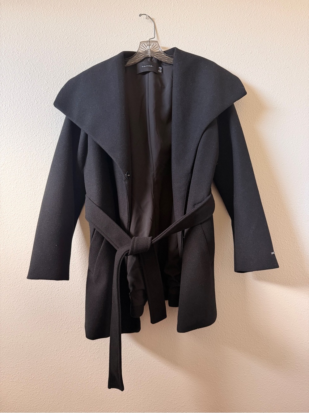 Tahari Black Wrap Trench Coat with Belt